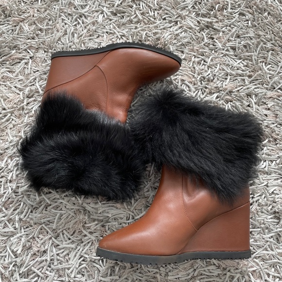 Taryn Rose Massima Fur Leather Boots Sz 8US❤️ - Picture 1 of 16